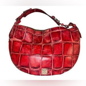 Dooney & Bourke Crimson Croc-Embossed Hobo Bag